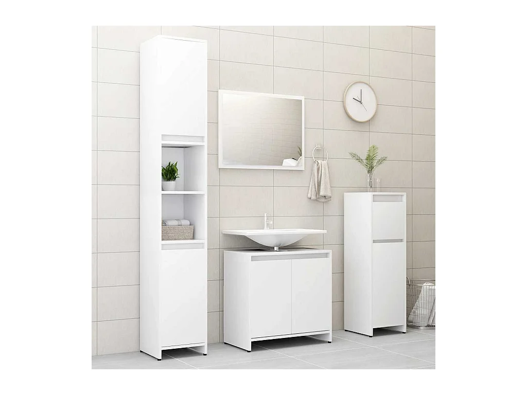 Ensemble de meubles de salle de bain Blanc Bois d'ingénierie