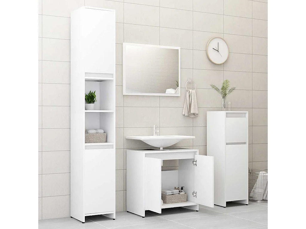 Ensemble de meubles de salle de bain Blanc Bois d'ingénierie