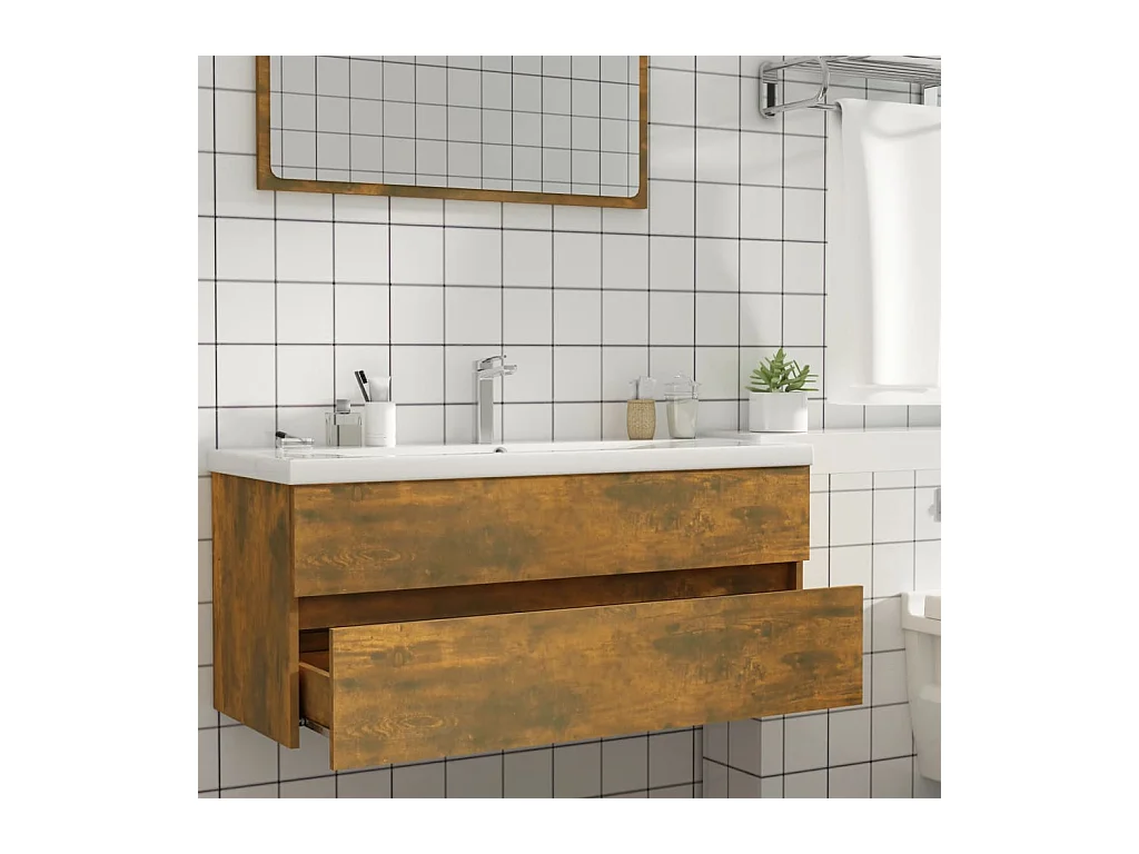 Gerookte Eiken Wastafelkast 100x38,5x45 cm Engineered Wood