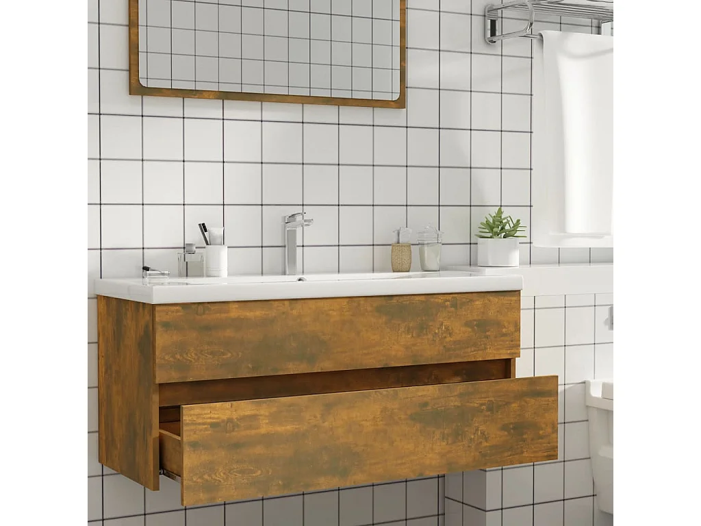 Mobile lavabo in rovere affumicato 100x38,5x45 cm in legno ingegnerizzato