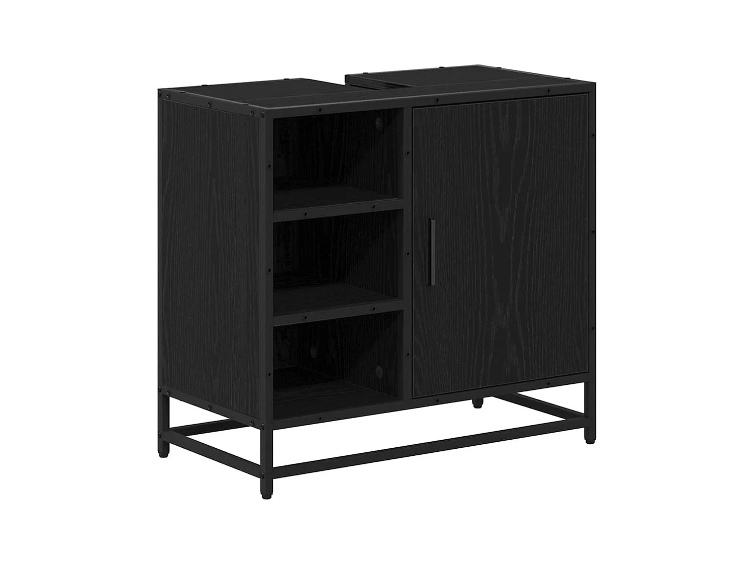 Zwarte eiken badkamermeubel 65 x 33 x 60 cm