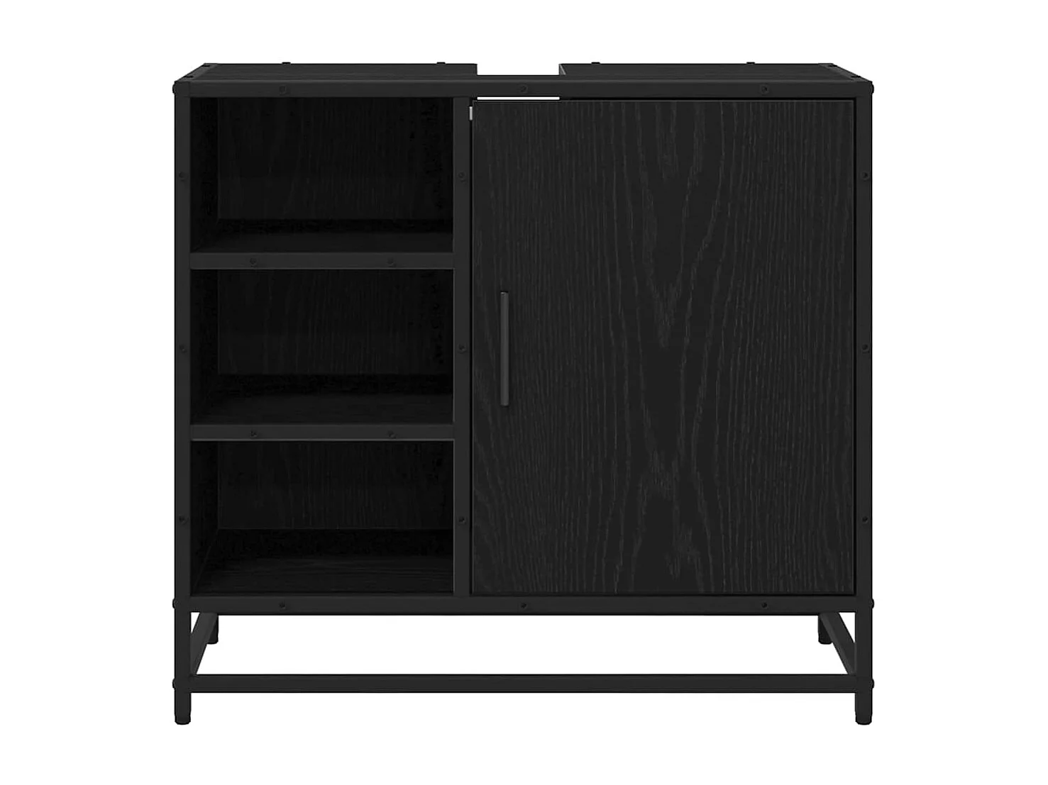 Zwarte eiken badkamermeubel 65 x 33 x 60 cm