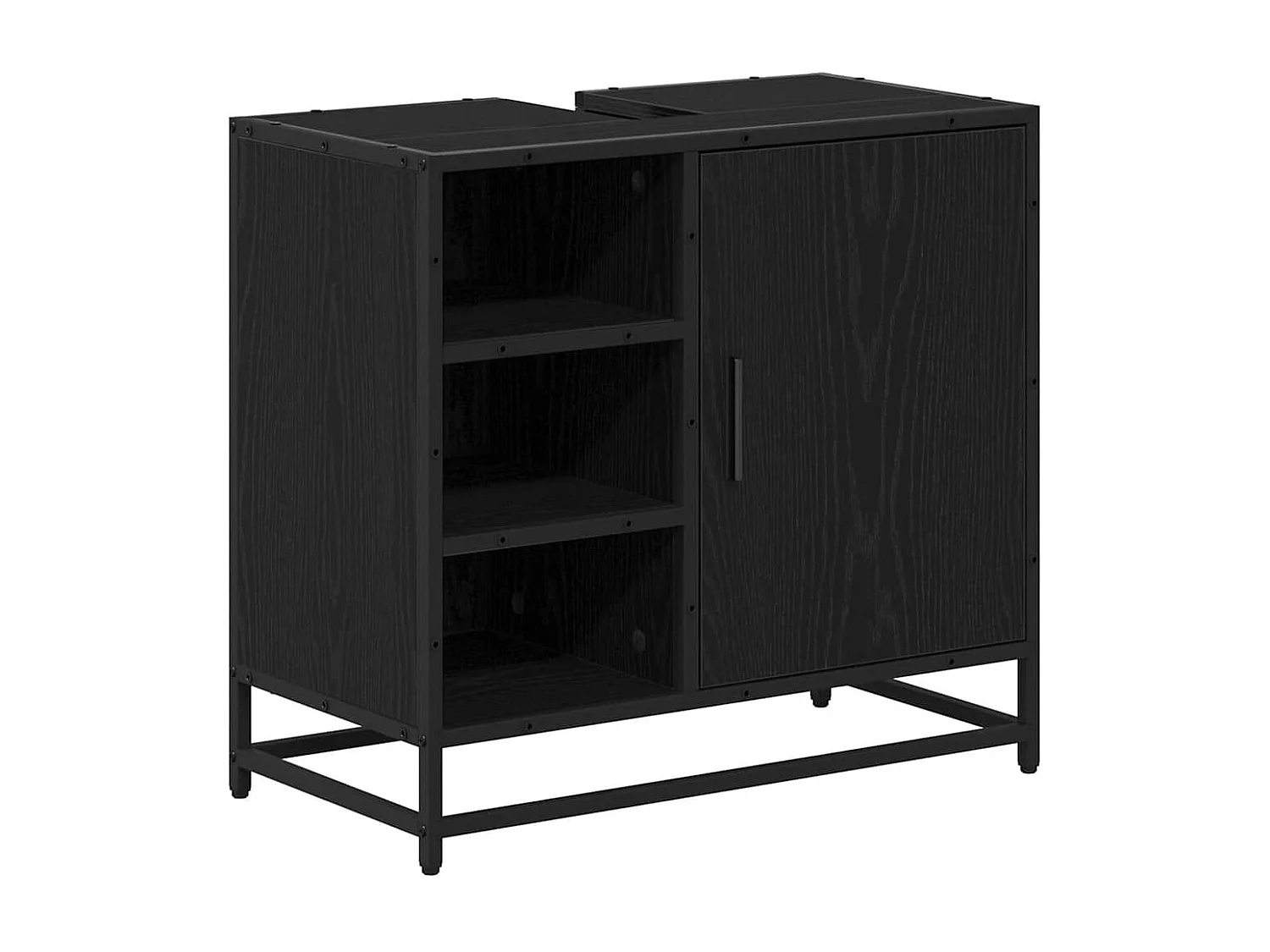 Meuble de Lavabo de Salle de Bain Chêne noir 65 x 33 x 60 cm