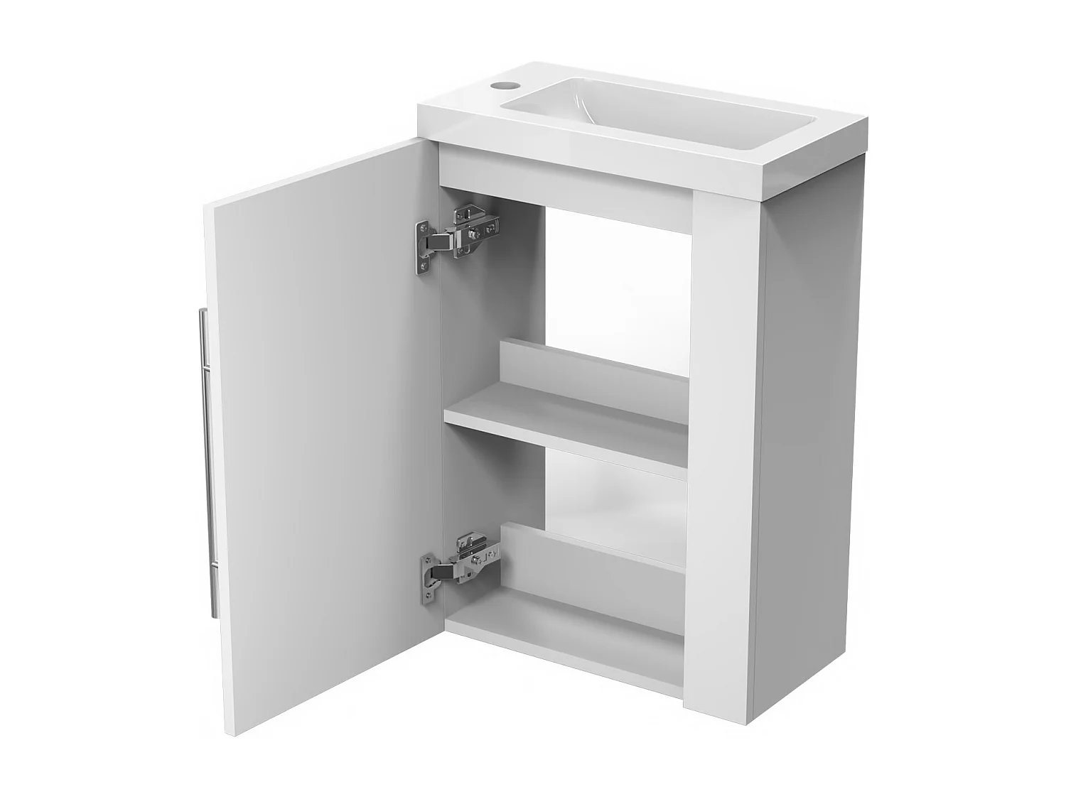 AICA Ensemble meuble Salle de Bain 44x23x60cm avec vasque + une porte, MDF, Blanc
