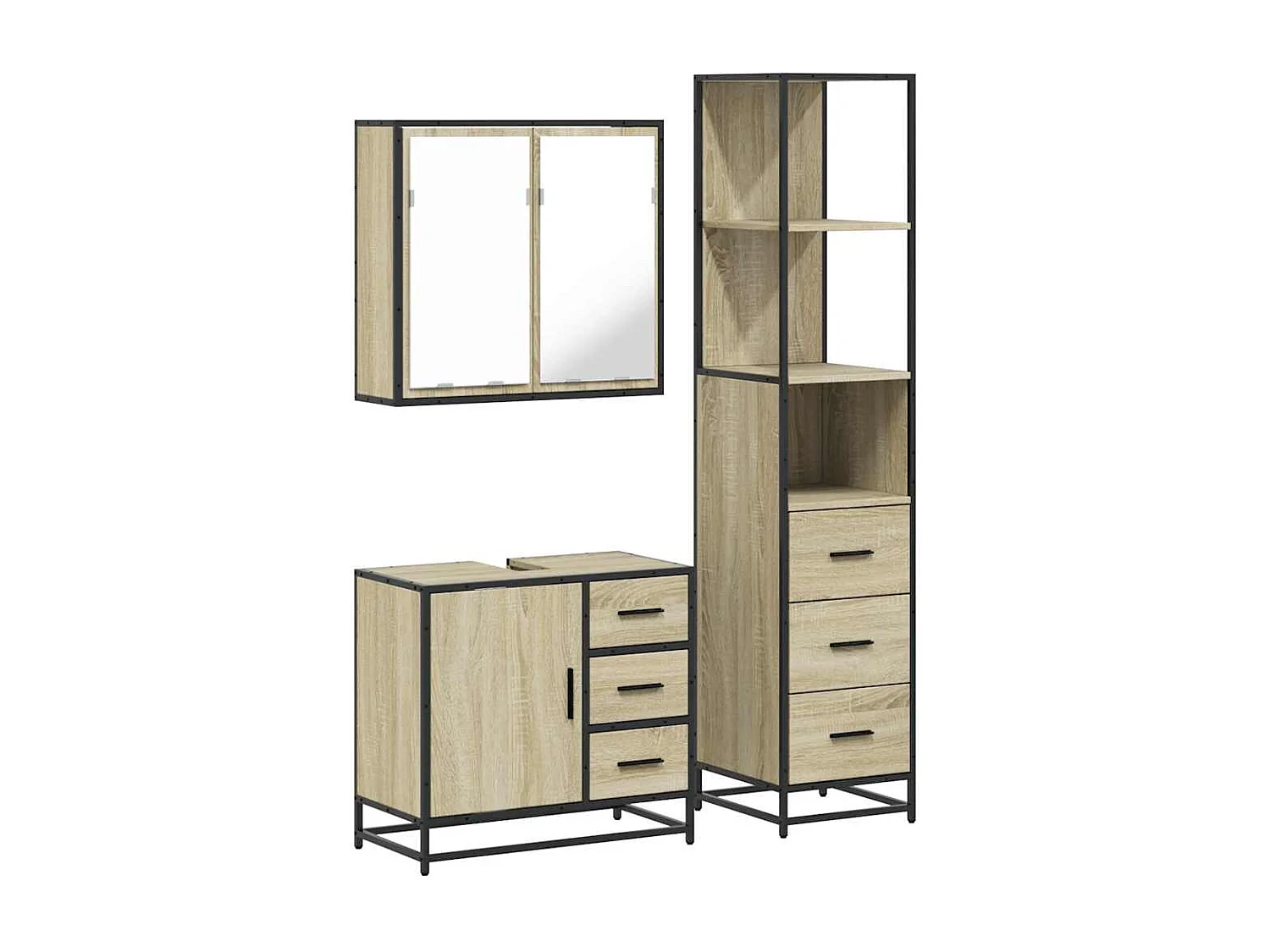 Ensemble de meubles de salle de bain 3 pcs chêne sonoma