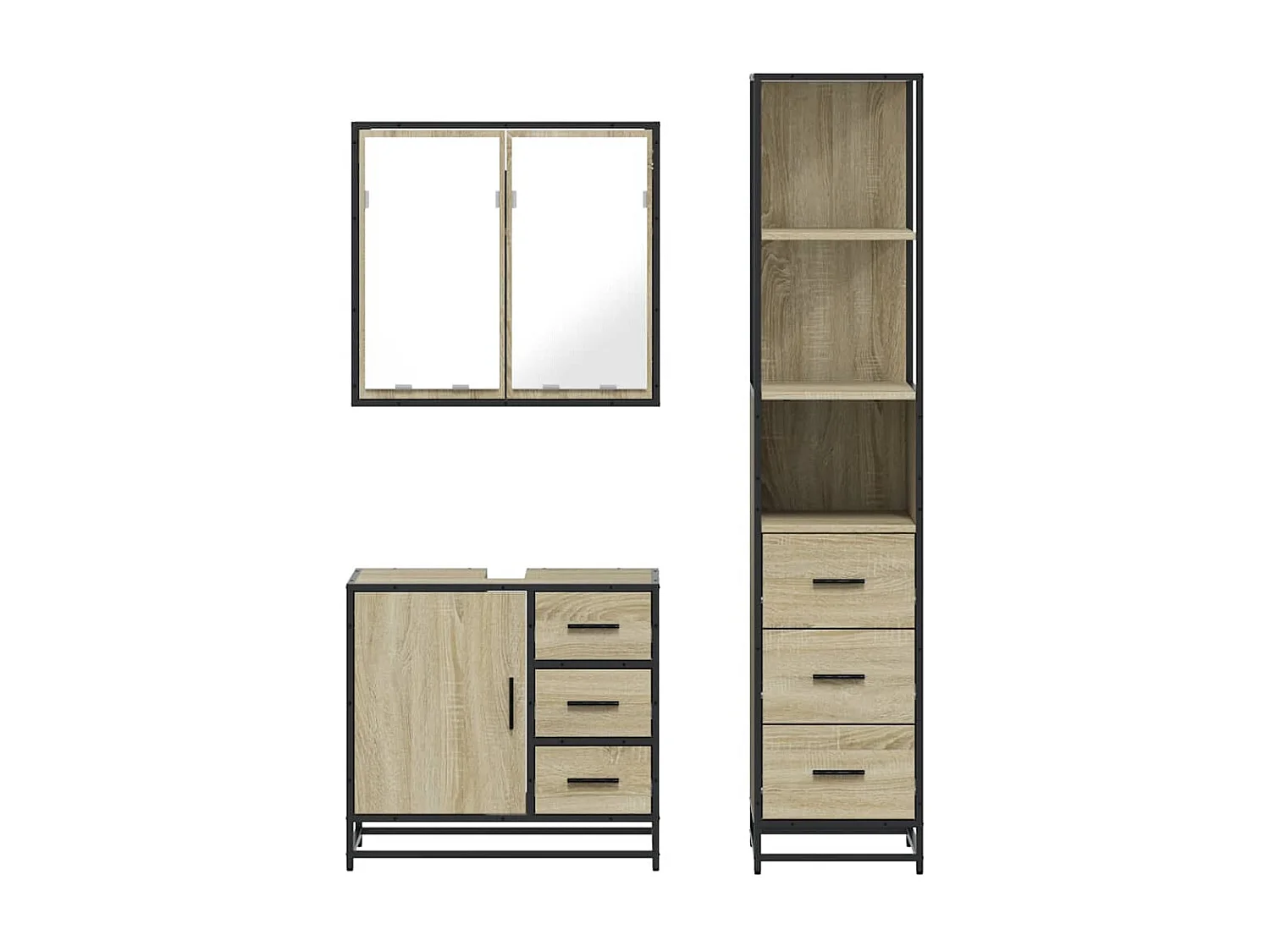 Ensemble de meubles de salle de bain 3 pcs chêne sonoma