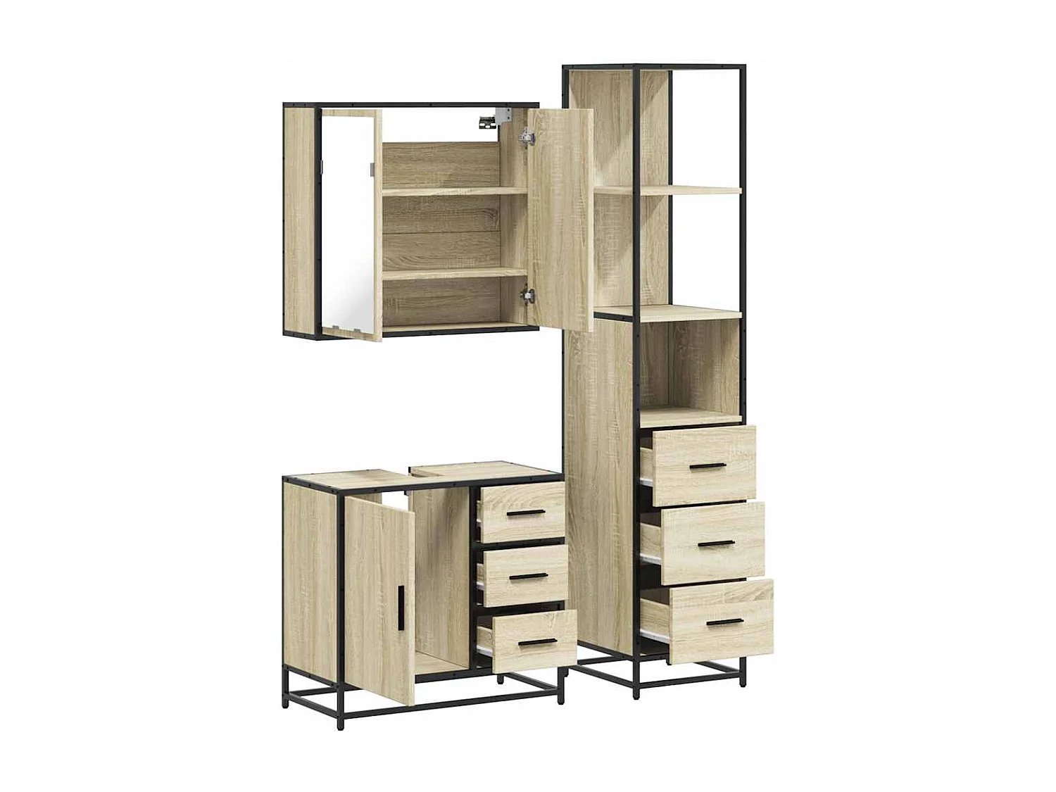 Ensemble de meubles de salle de bain 3 pcs chêne sonoma