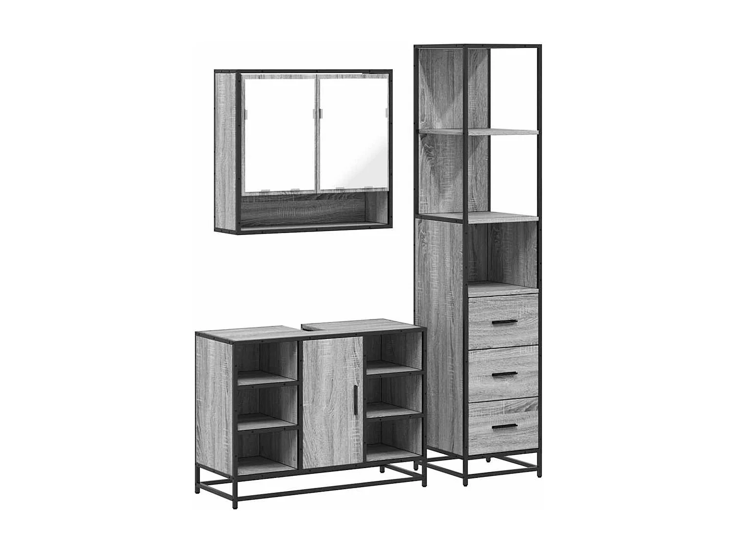 Ensemble de meubles de salle de bain 3 pcs sonoma gris