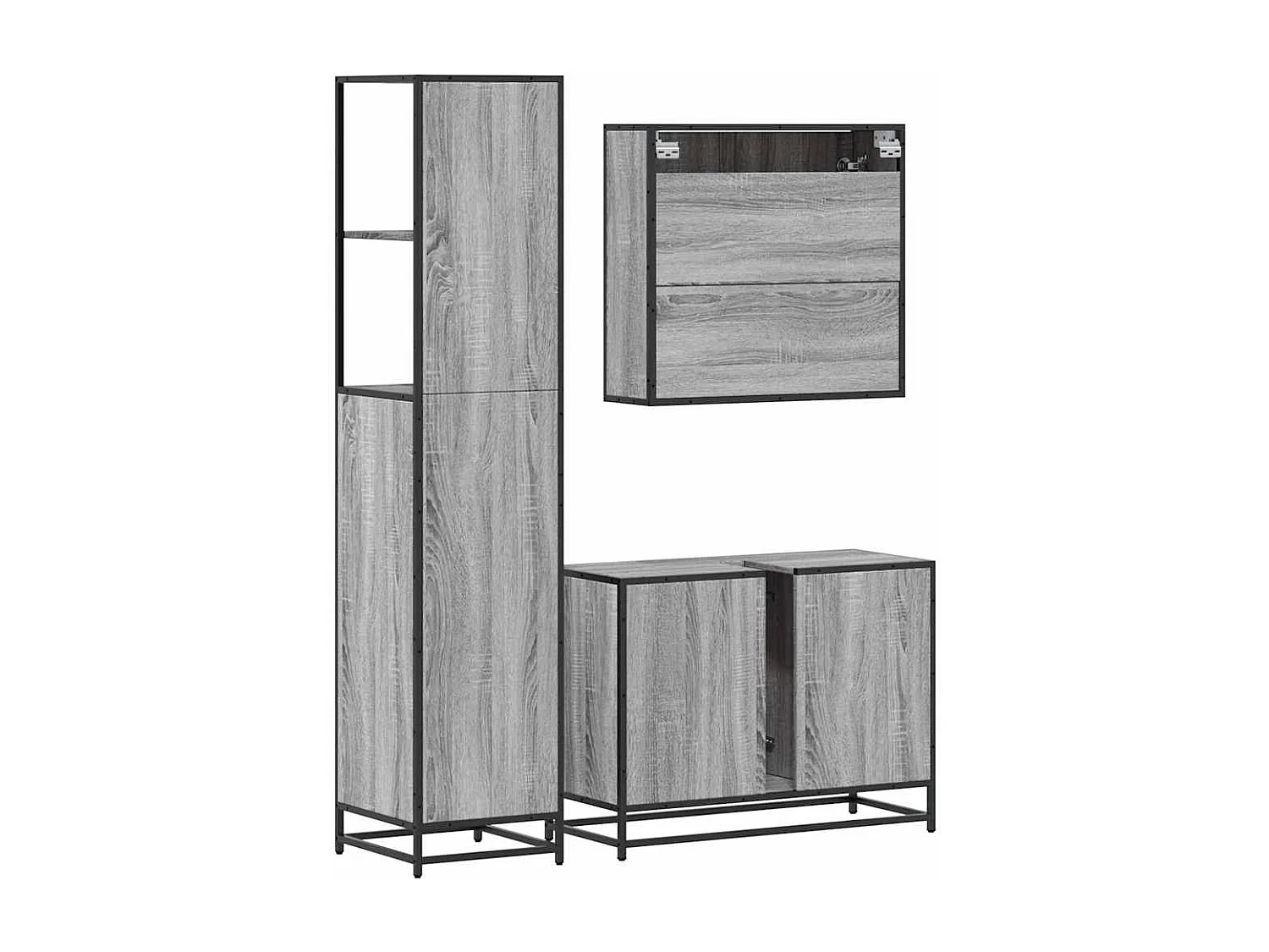 Ensemble de meubles de salle de bain 3 pcs sonoma gris