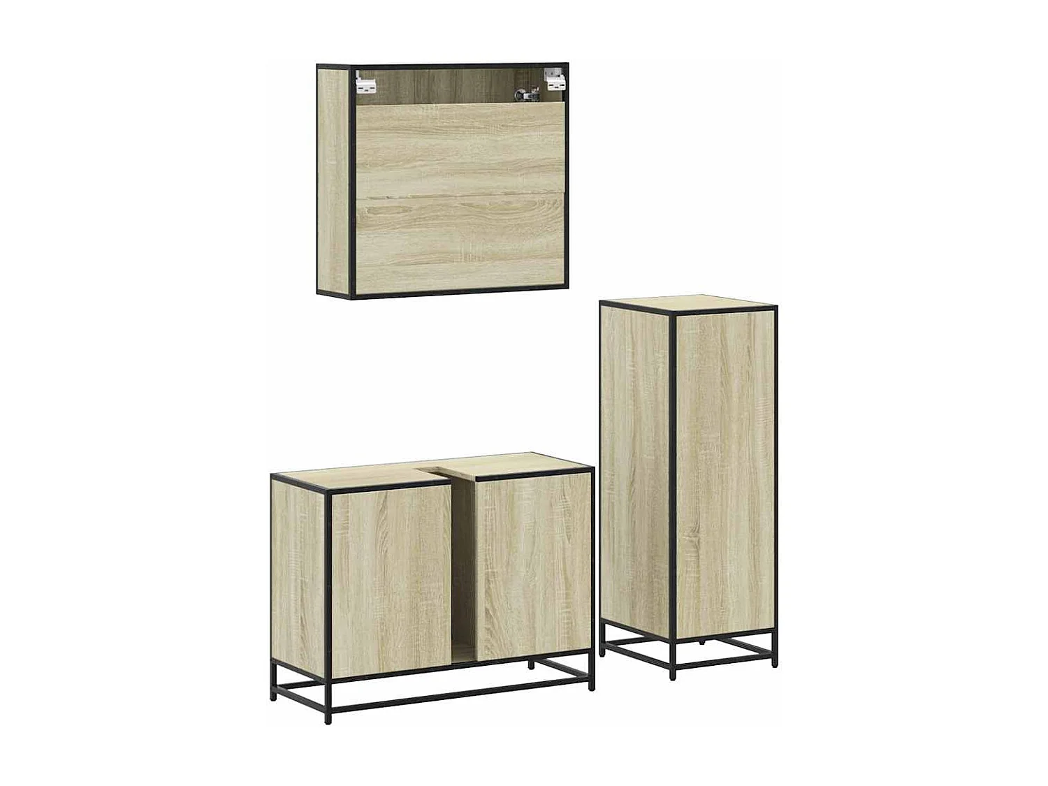 Set di mobili da bagno 3 pezzi in rovere Sonoma