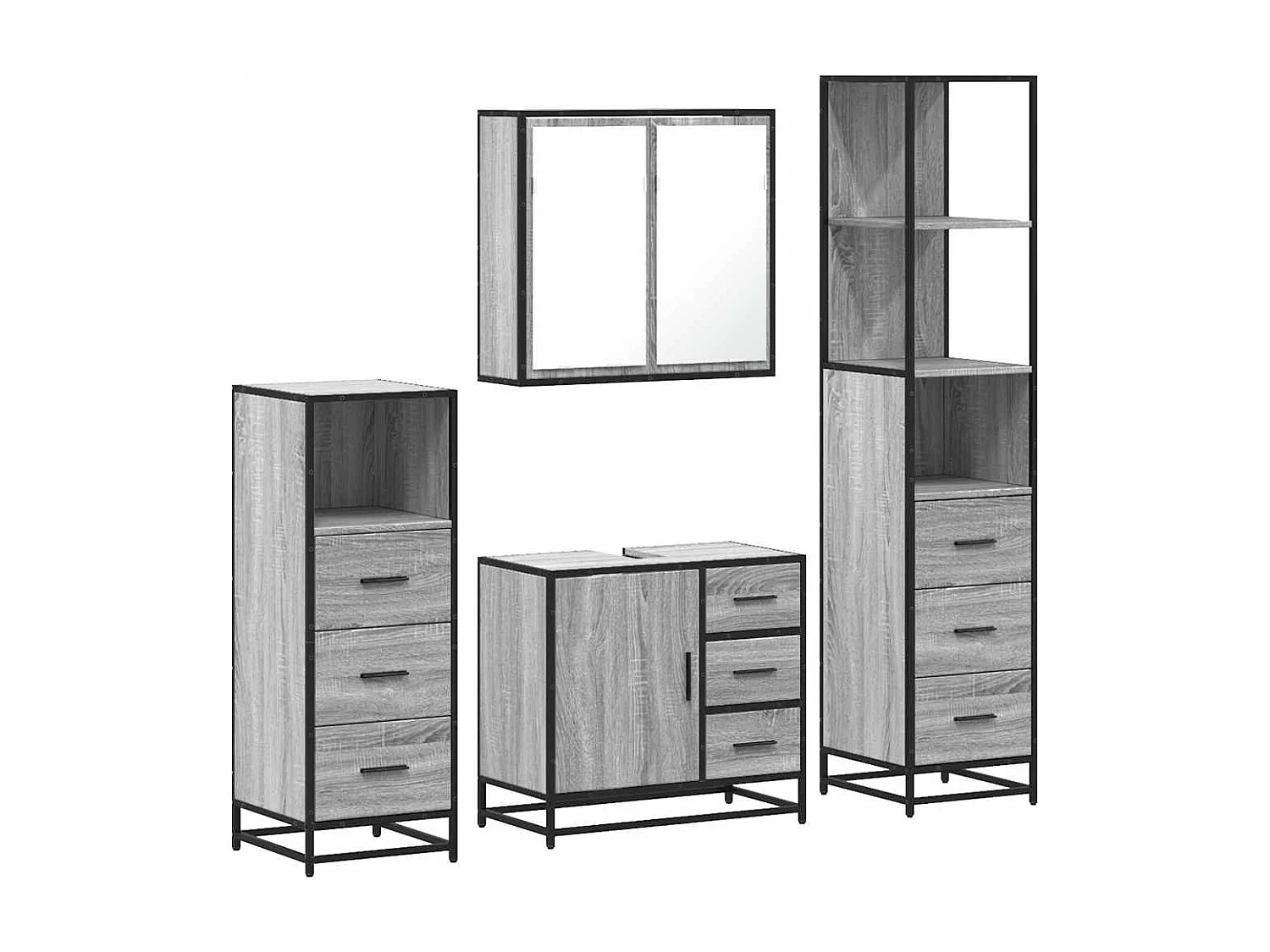 Ensemble de meubles de salle de bain 4 pcs sonoma gris