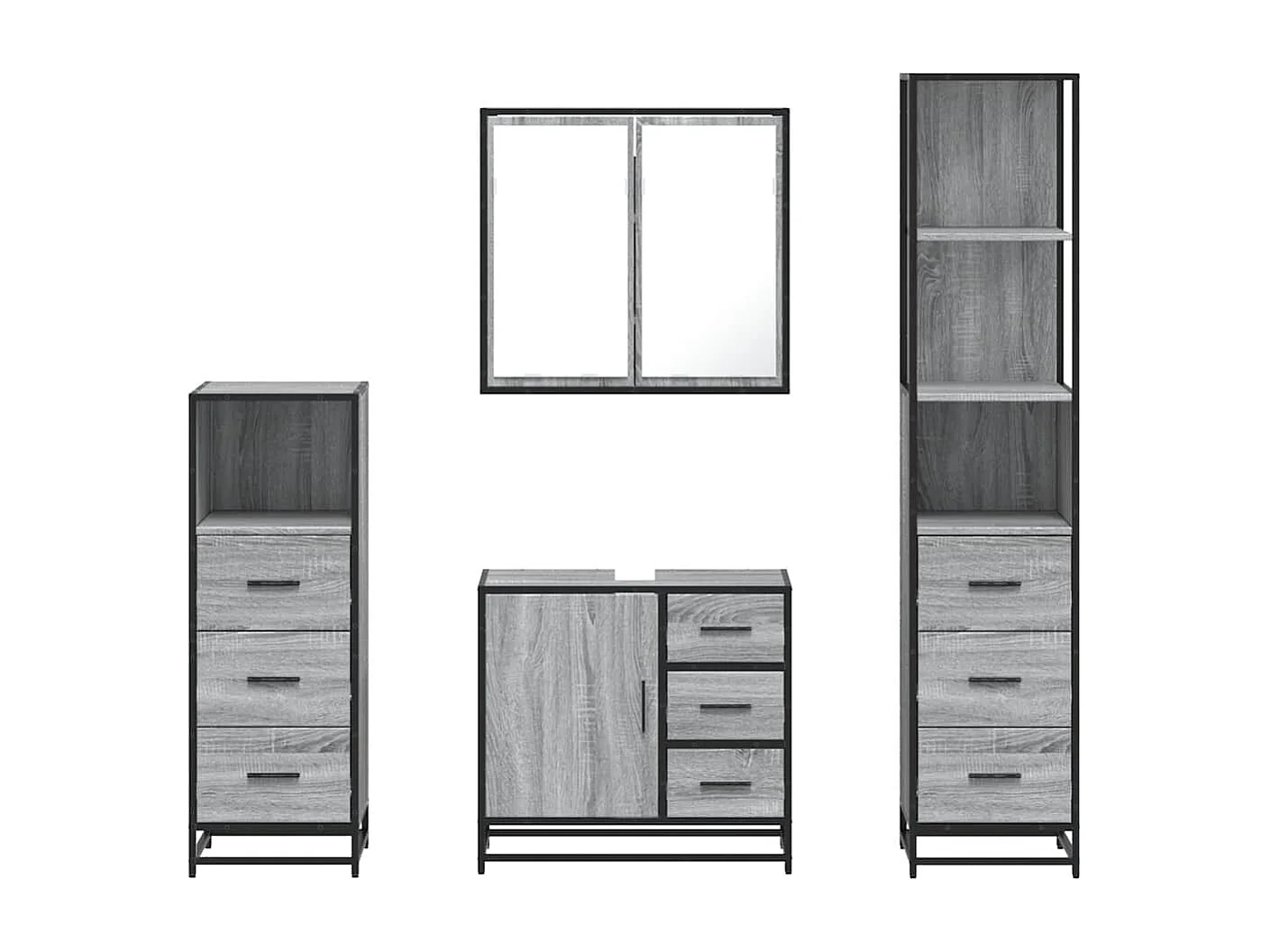 Ensemble de meubles de salle de bain 4 pcs sonoma gris