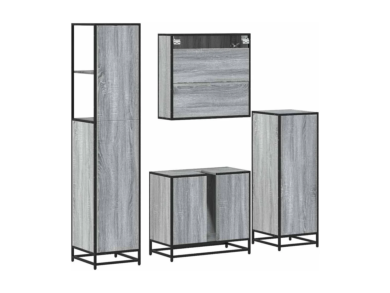 Ensemble de meubles de salle de bain 4 pcs sonoma gris