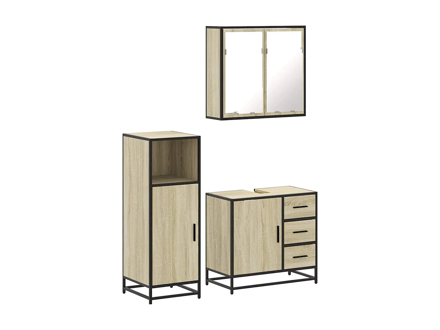 Ensemble de meubles de salle de bain 3 pcs chêne sonoma