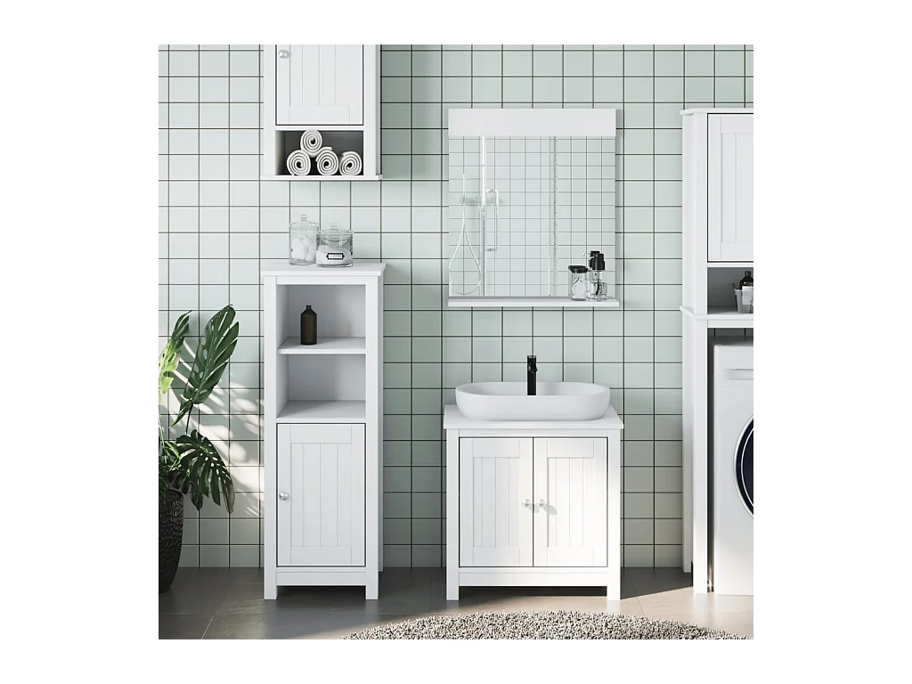 Meubles de salle de bain 3 pcs BERG blanc bois de pin massif