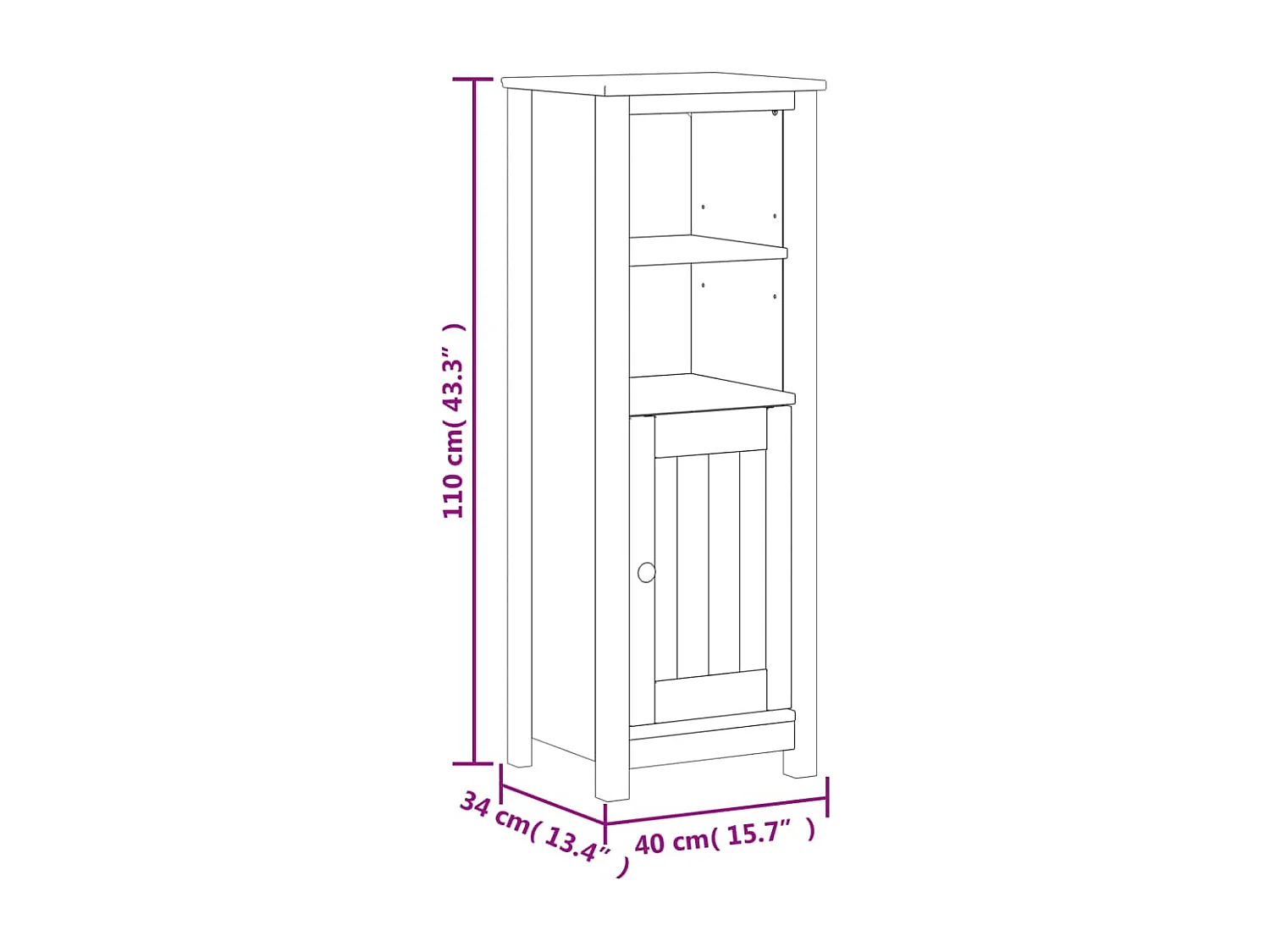 Meubles de salle de bain 3 pcs BERG blanc bois de pin massif