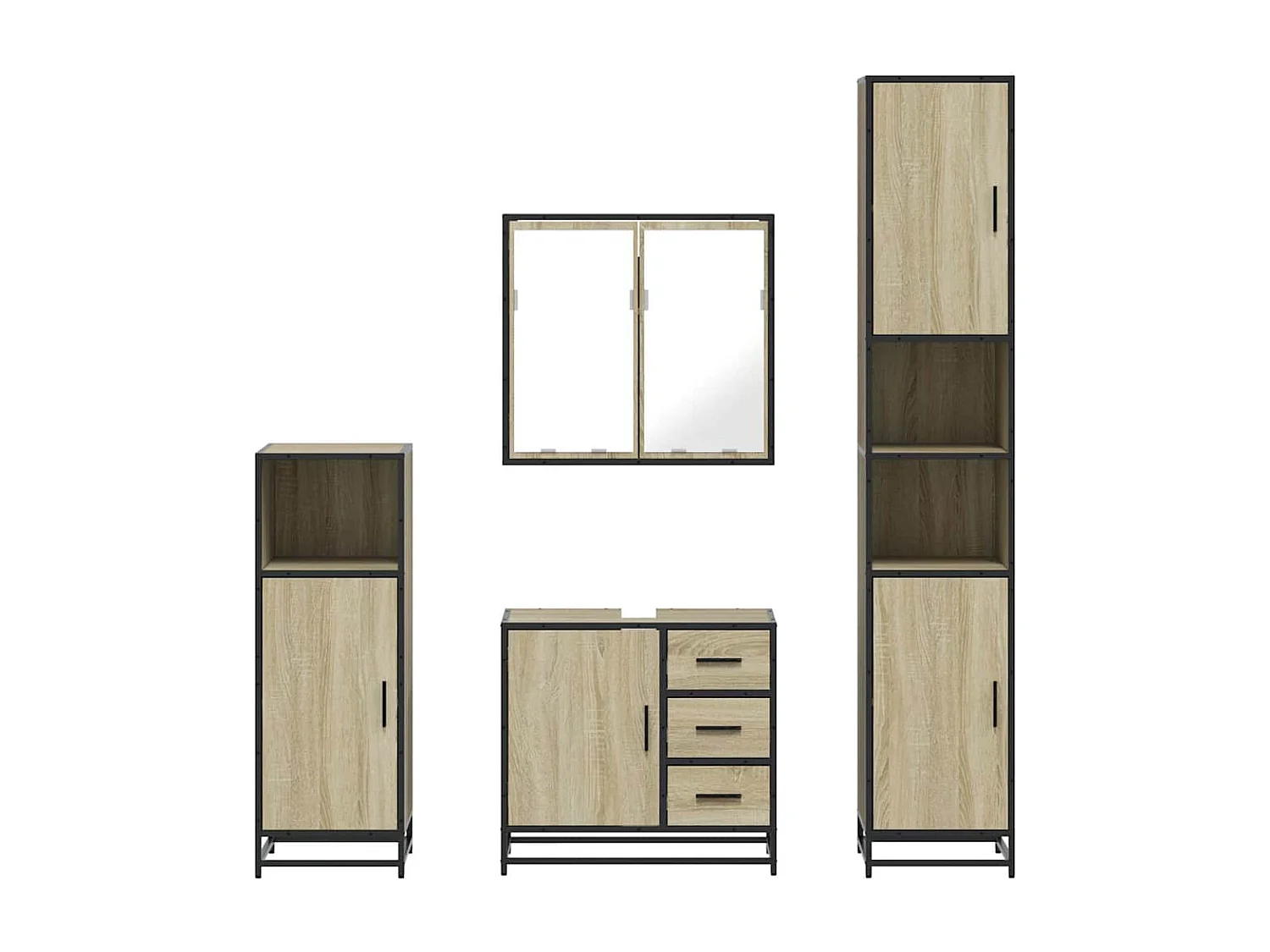 Ensemble de meubles de salle de bain 4 pcs chêne sonoma