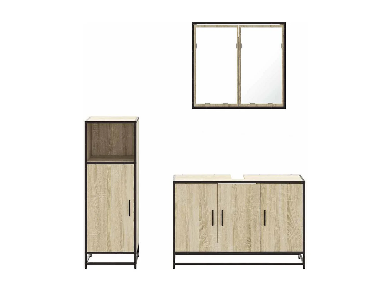 Ensemble de meubles de salle de bain 3 pcs chêne sonoma