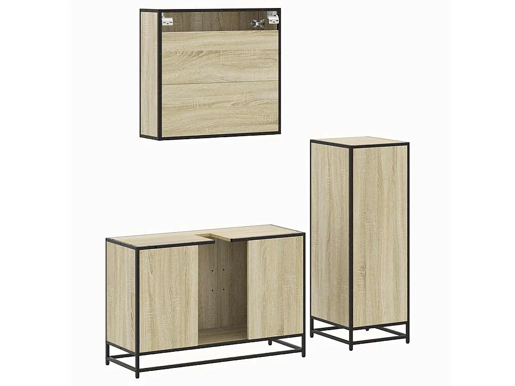 Ensemble de meubles de salle de bain 3 pcs chêne sonoma