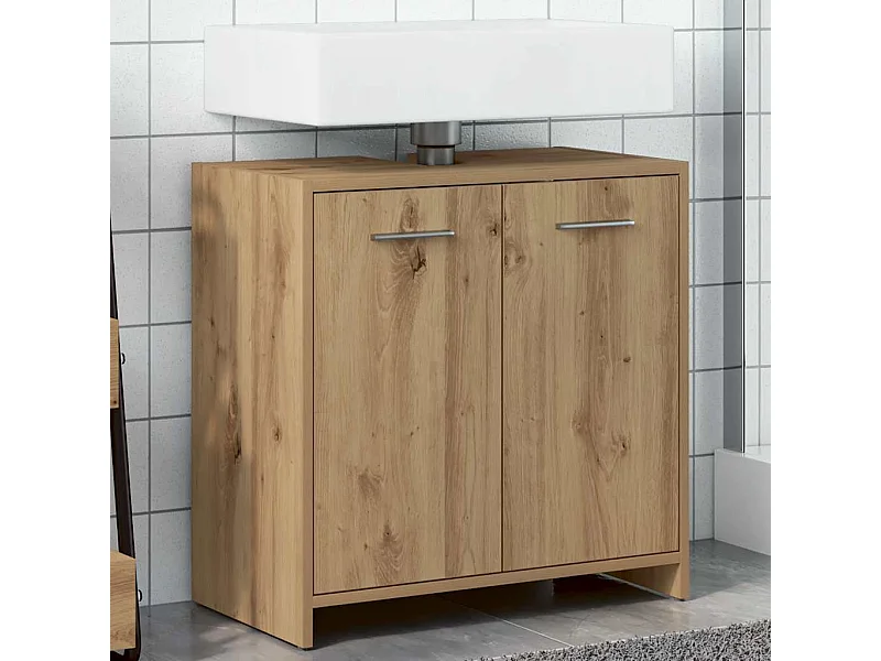 Mobile lavabo bagno, rovere artigianale, 60x33x60 cm