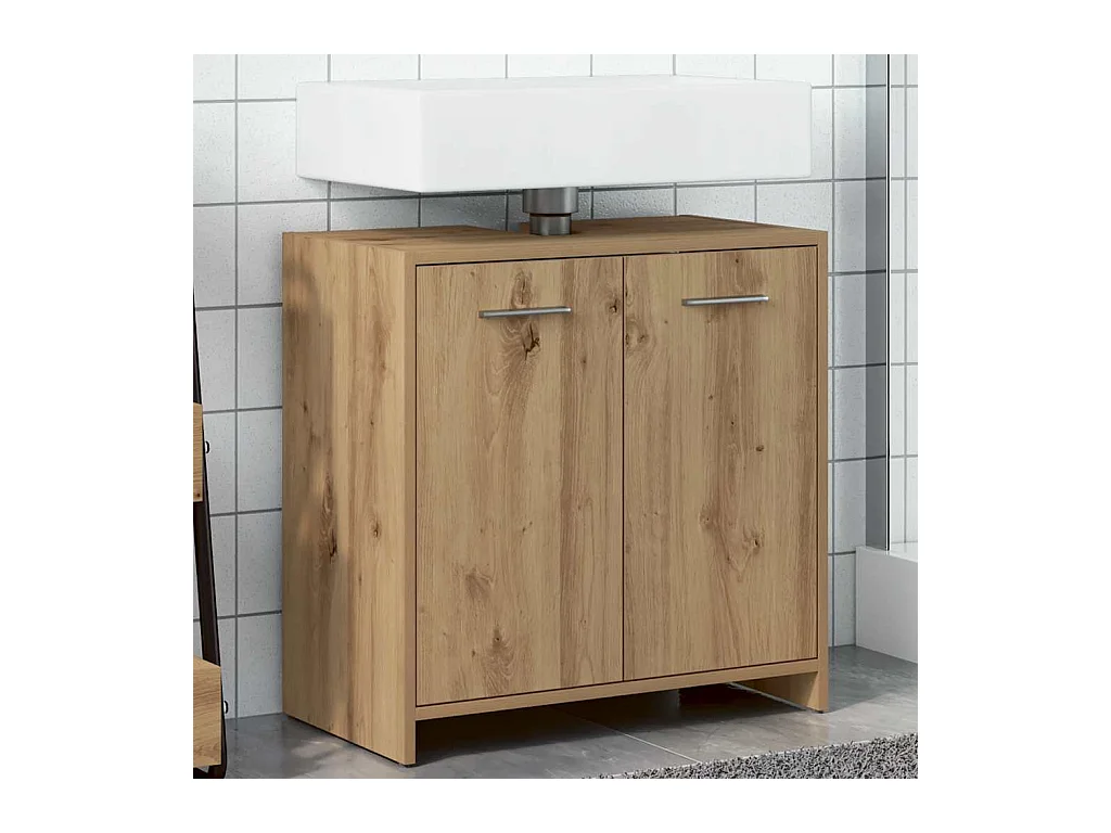 Mobile lavabo bagno, rovere artigianale, 60x33x60 cm