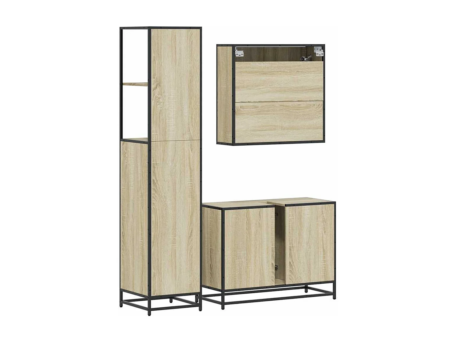 Set di mobili da bagno 3 pezzi in rovere Sonoma