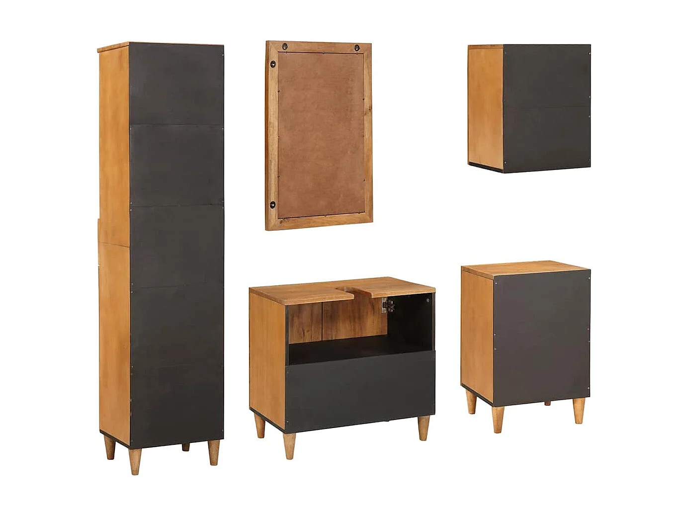 Ensemble de mobilier de salle de bain avec tiroir 5 pcs Marron