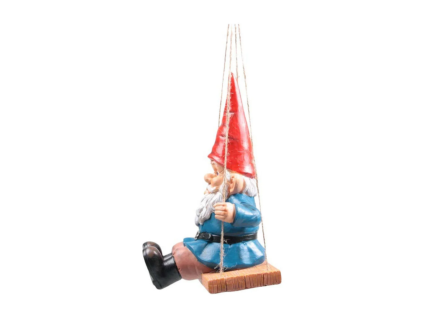 Nain de jardin sur balançoire en résine à suspendre