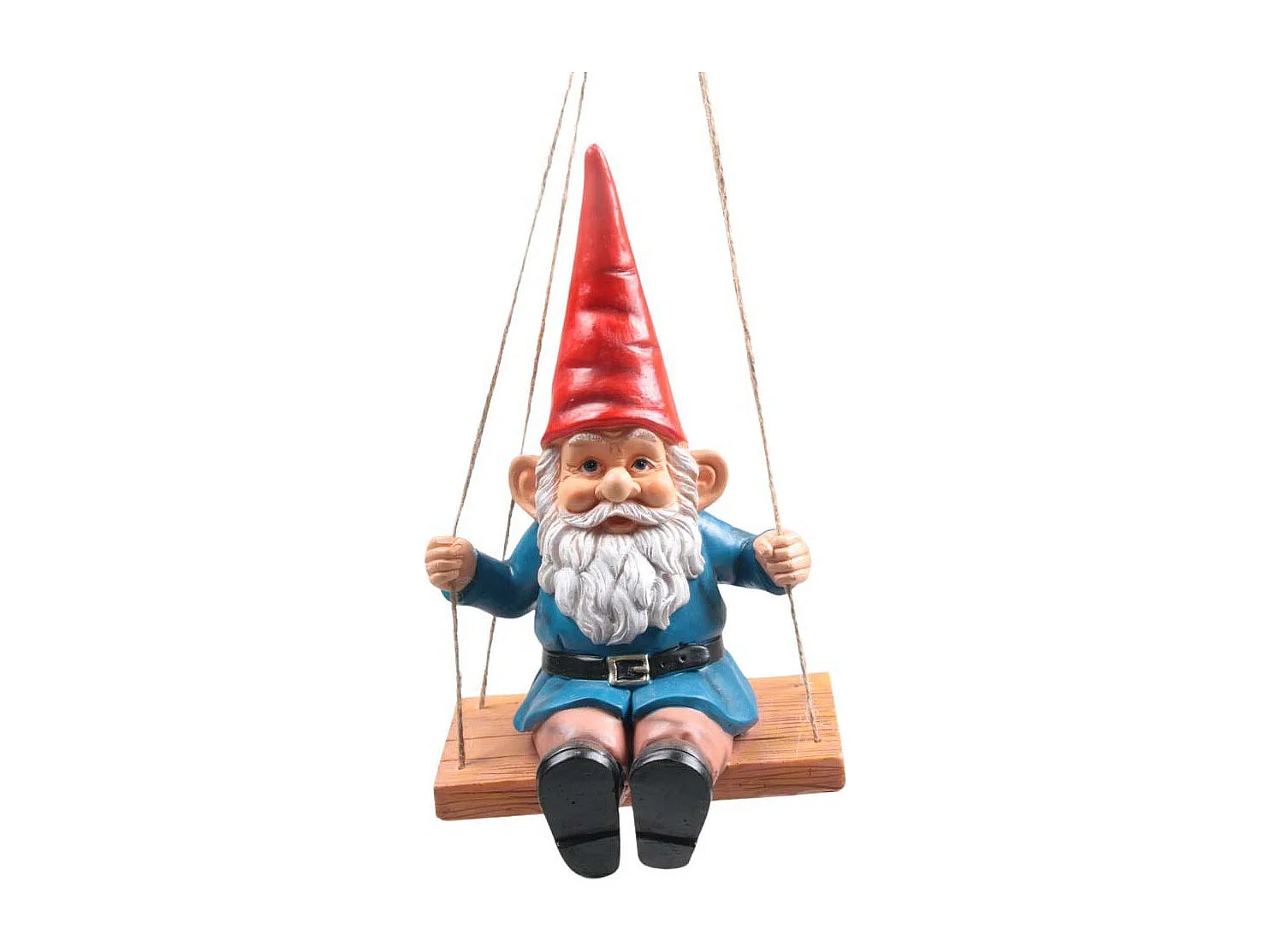 Nain de jardin sur balançoire en résine à suspendre