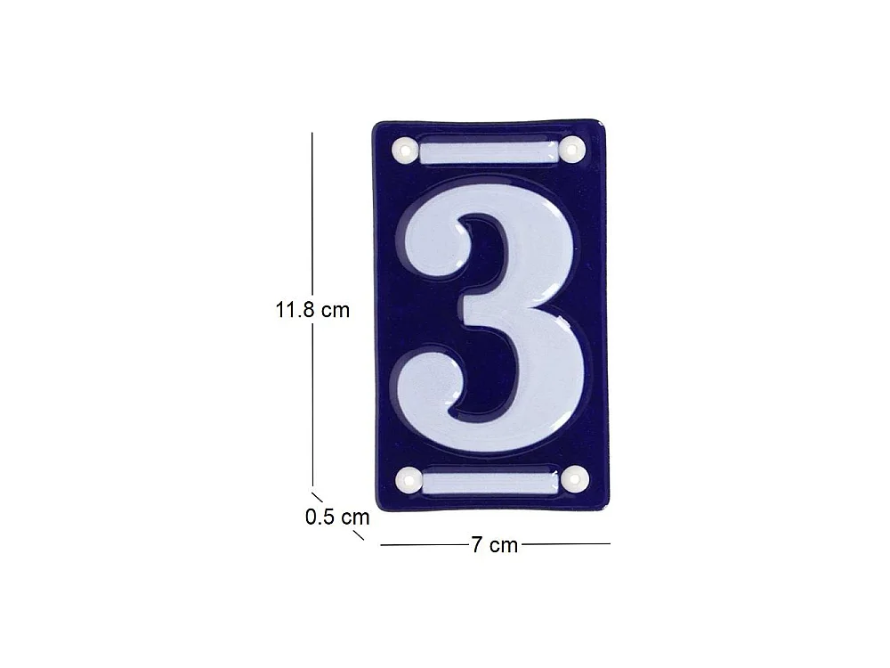 Numéro de maison en fer émaillé Chiffre 3