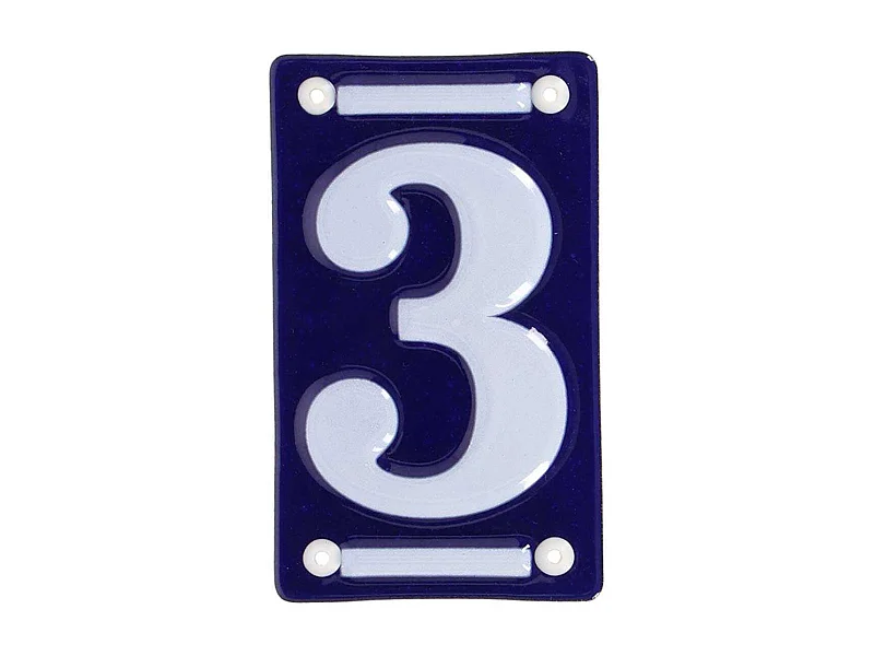Numéro de maison en fer émaillé Chiffre 3