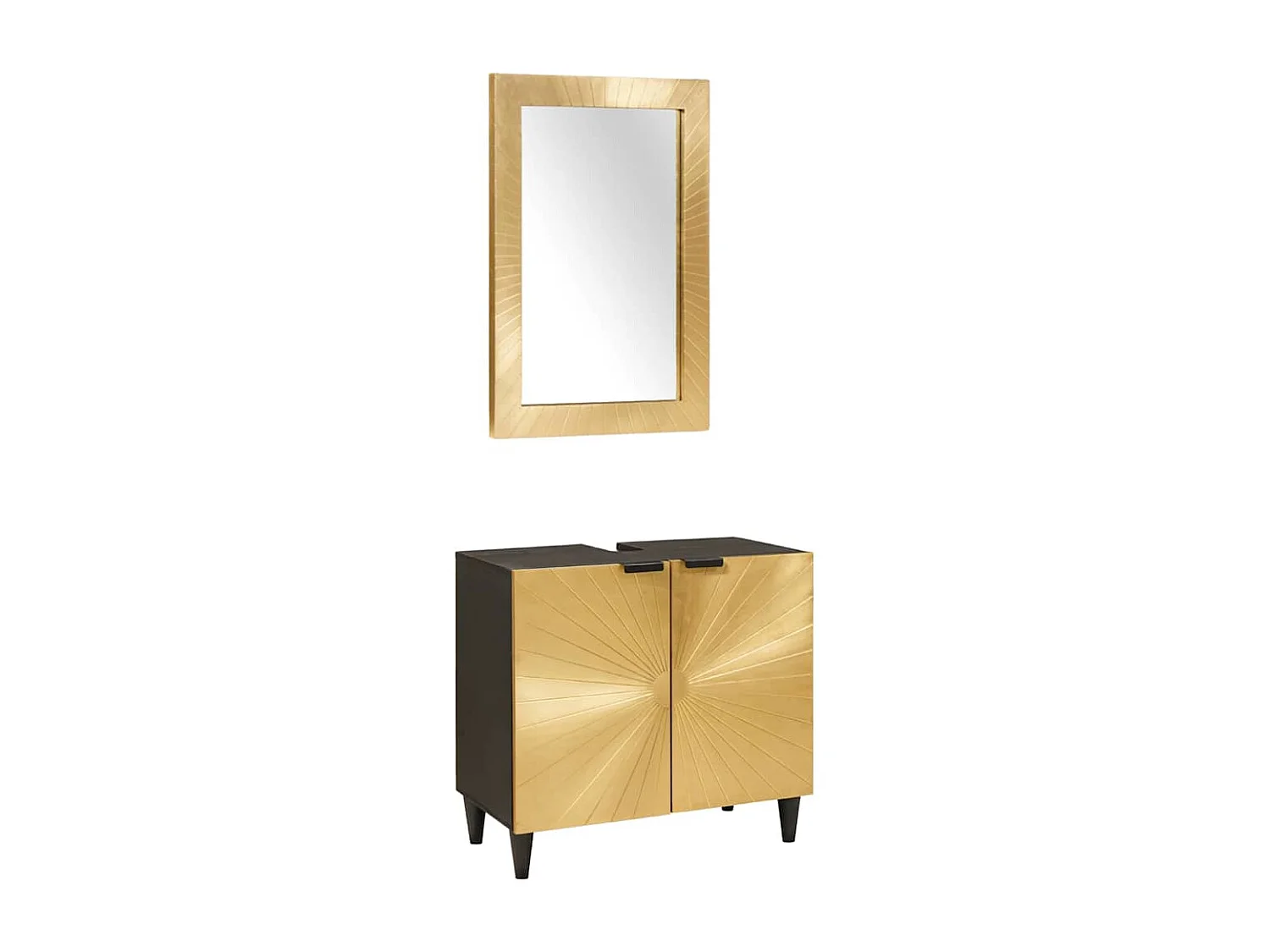 Ensembles de mobilier de salle de bain 2 pcs Noir et or