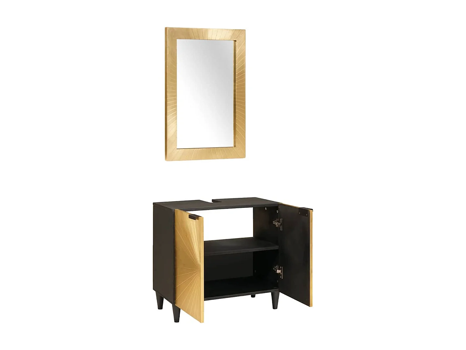 Ensembles de mobilier de salle de bain 2 pcs Noir et or