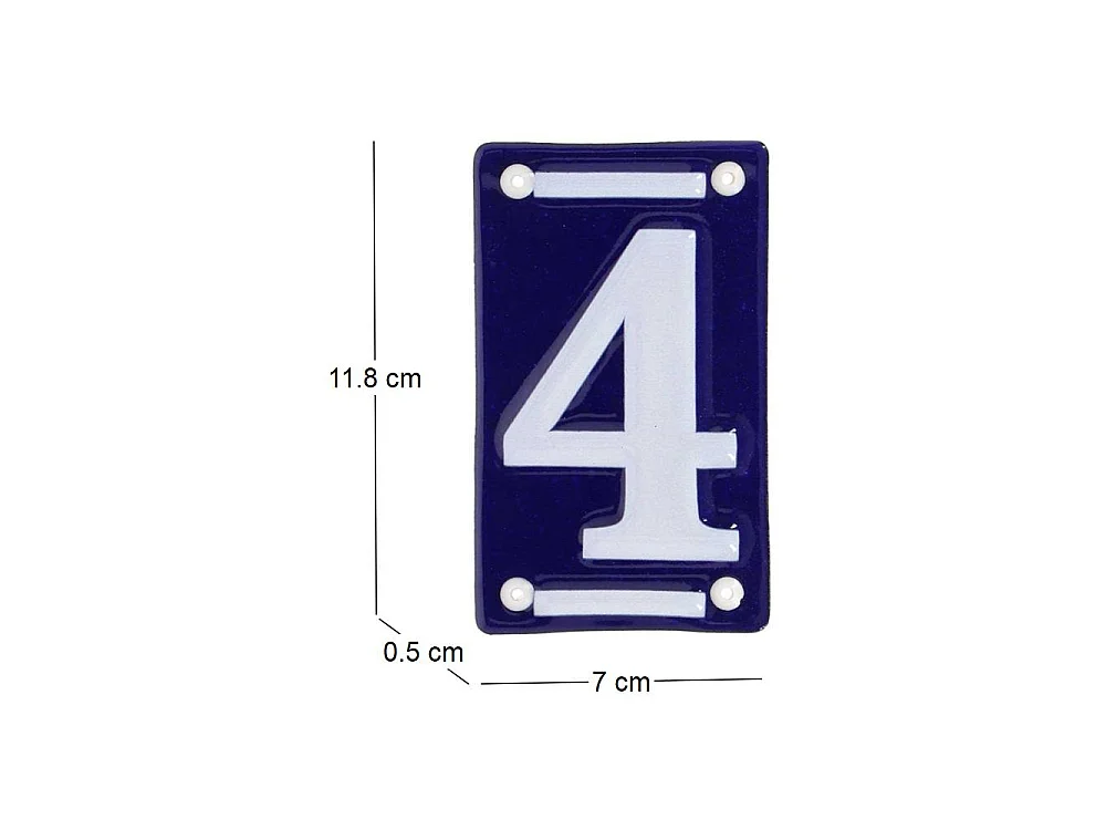 Numéro de maison en fer émaillé Chiffre 4