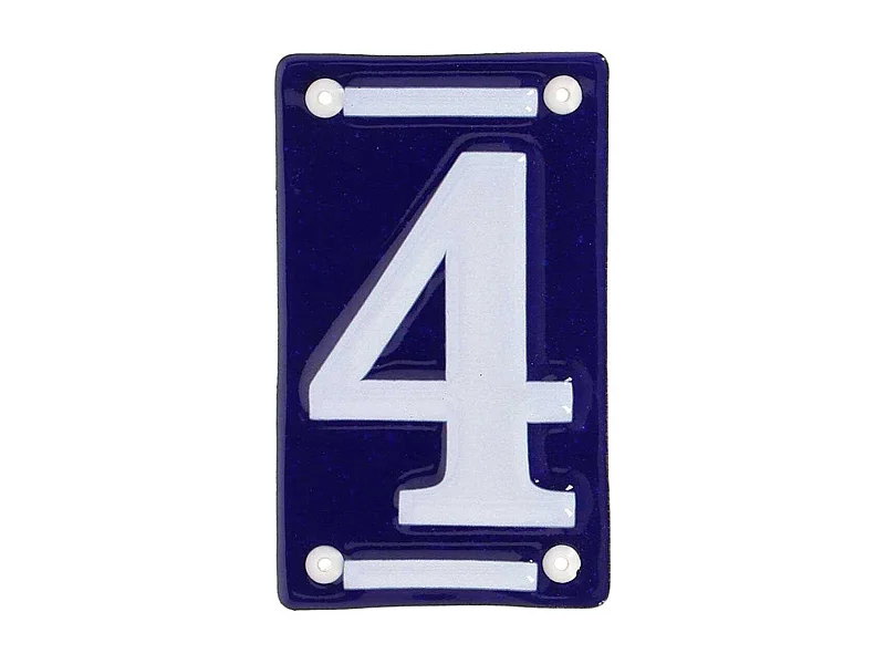 Numéro de maison en fer émaillé Chiffre 4