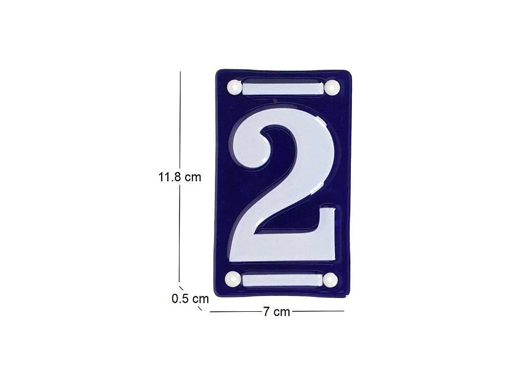Numéro de maison en fer émaillé Chiffre 2