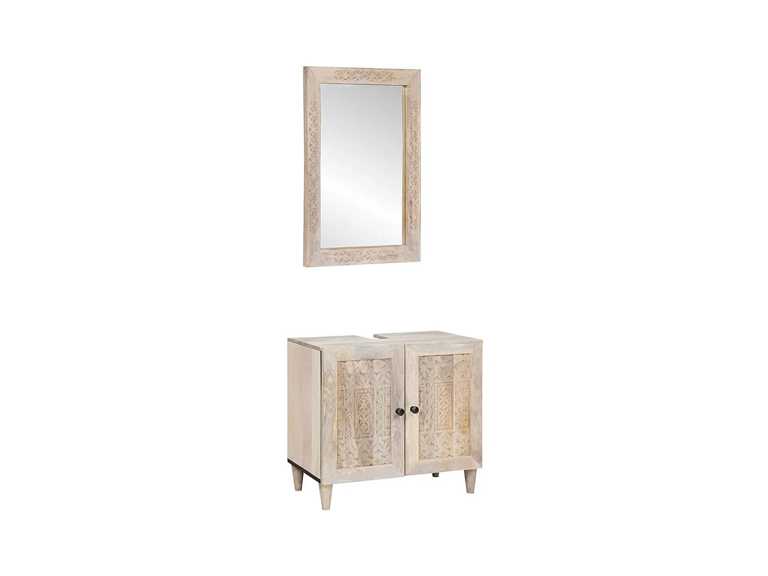 Ensemble de mobilier de salle de bain Montage mural 2 pcs Blanc