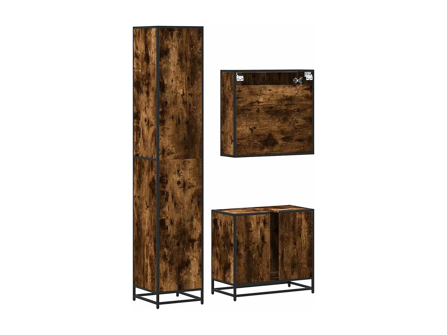 Set di mobili da bagno 3 pezzi Rovere affumicato