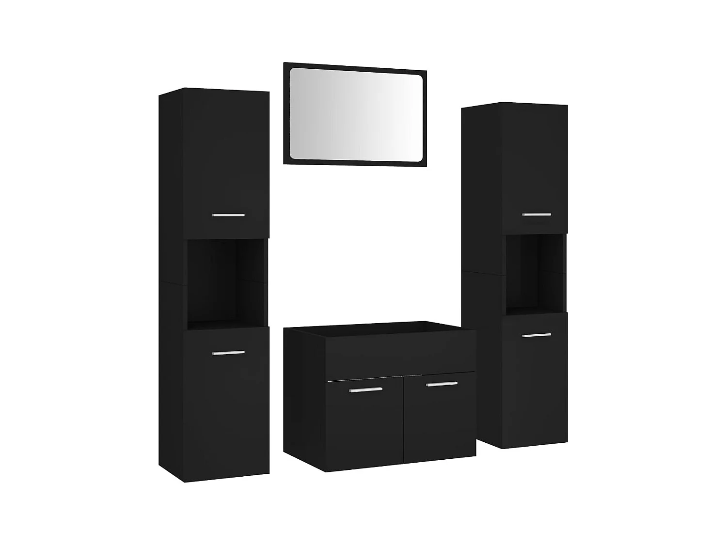 Zwarte spaanplaat badkamermeubelset