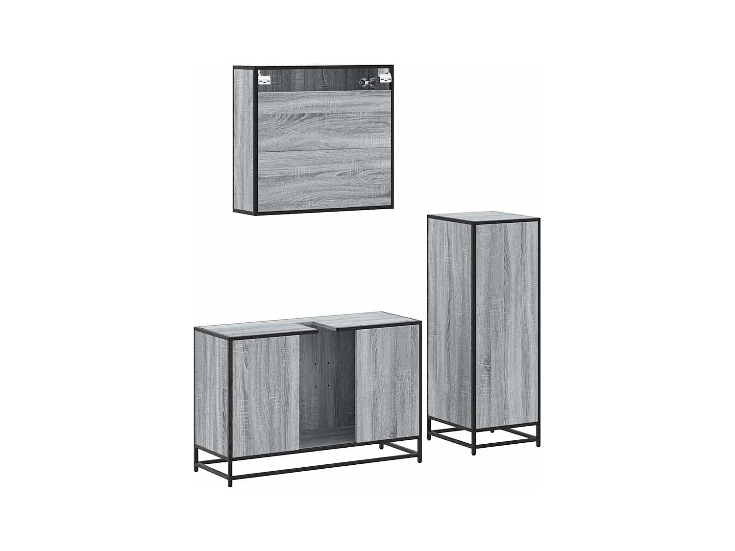 Ensemble de meubles de salle de bain 3 pcs Sonoma gris