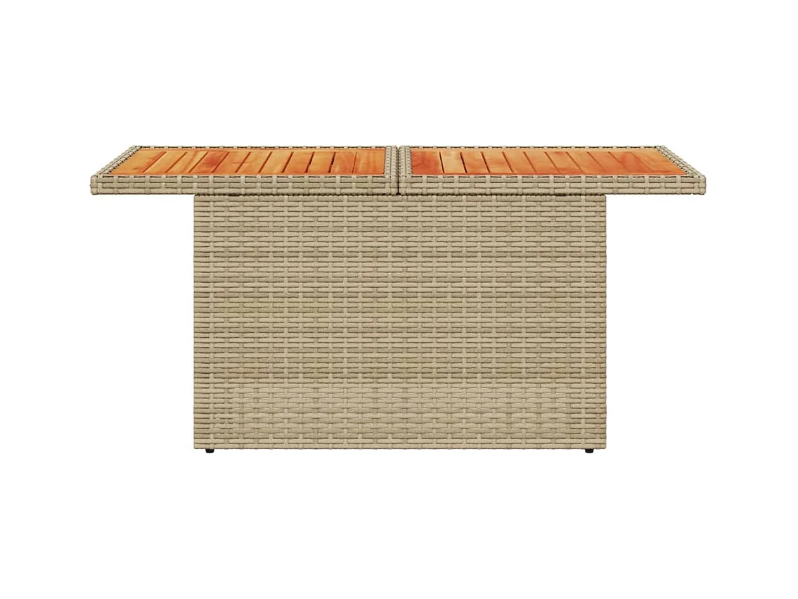 Beige tuintafel 100x55x73cm gevlochten hars en acaciahout