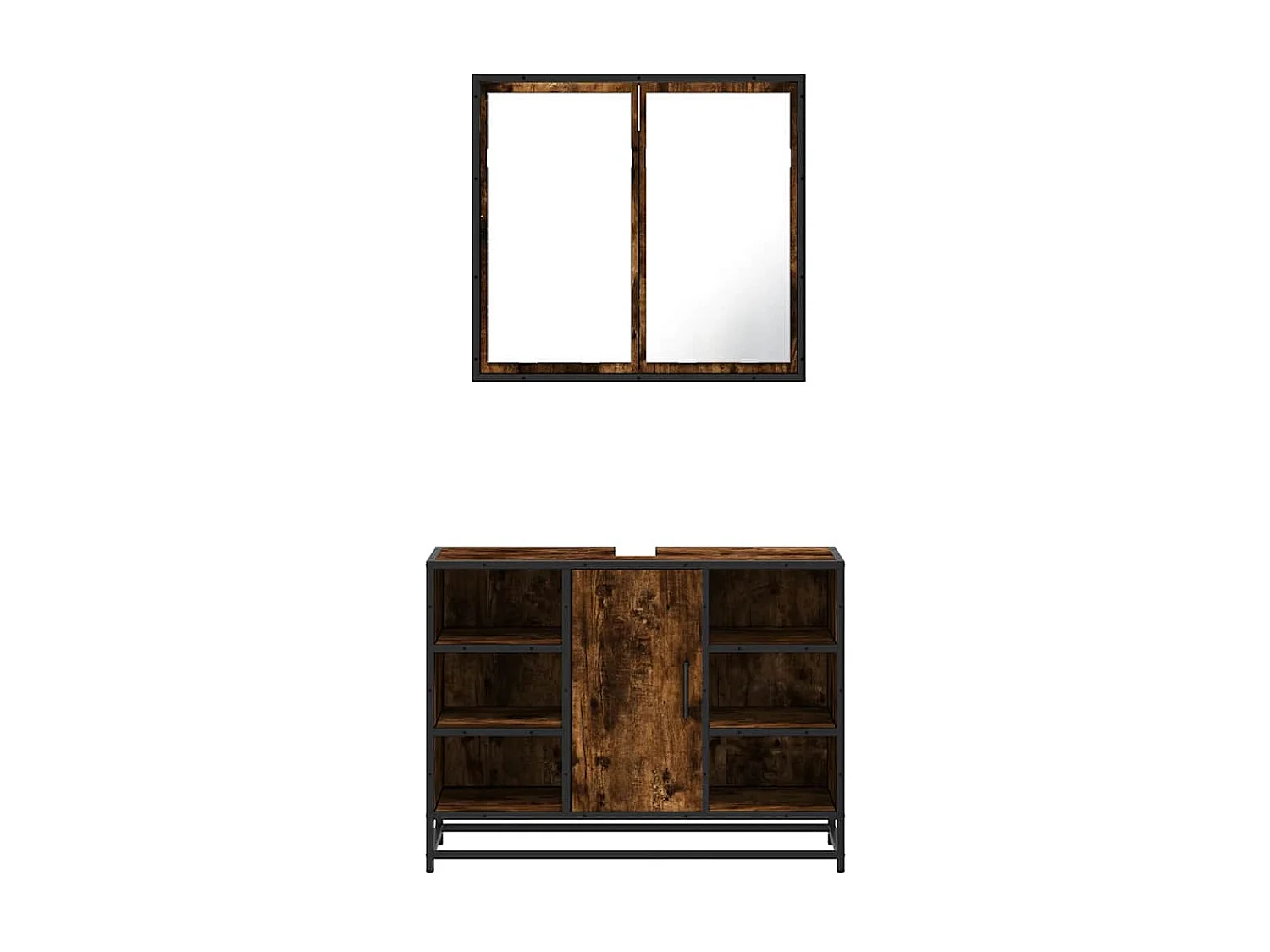 Ensemble de meubles de salle de bain 2 pcs Chêne fumé