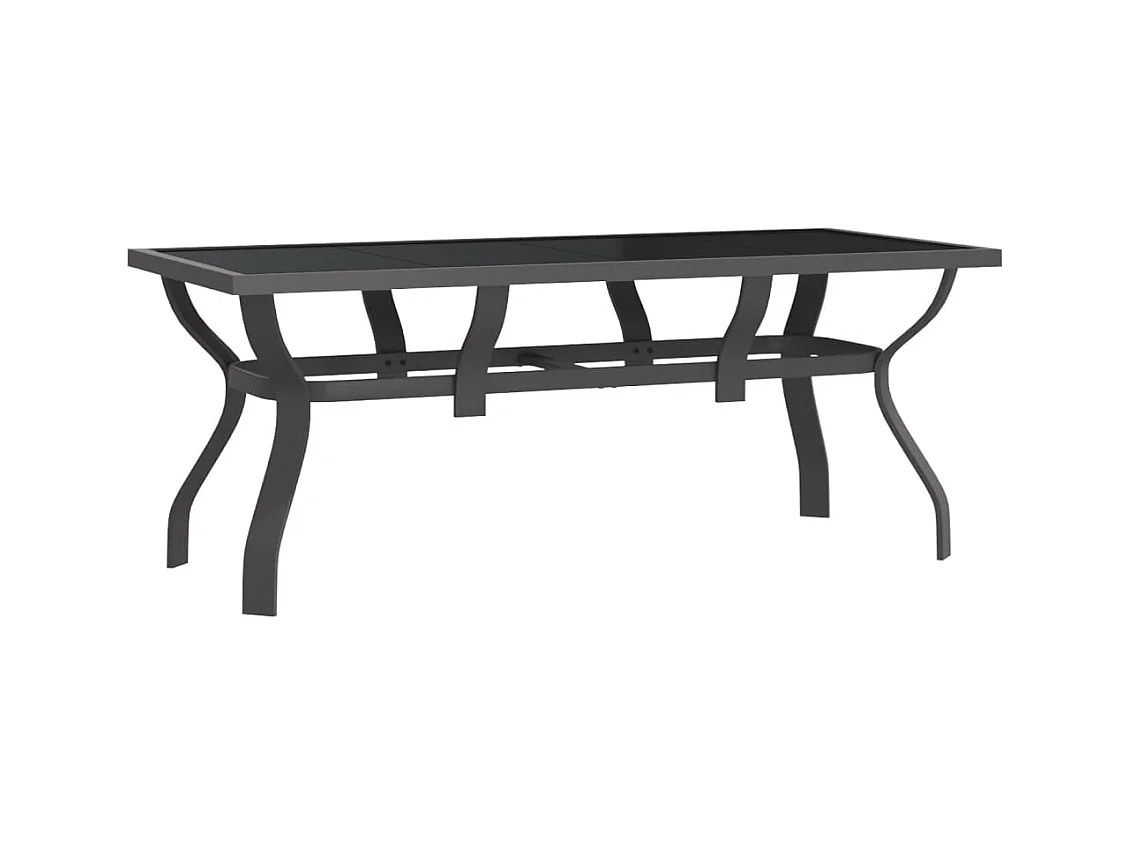 Grijze en zwarte tuintafel 180x80x70 cm Staal en glas