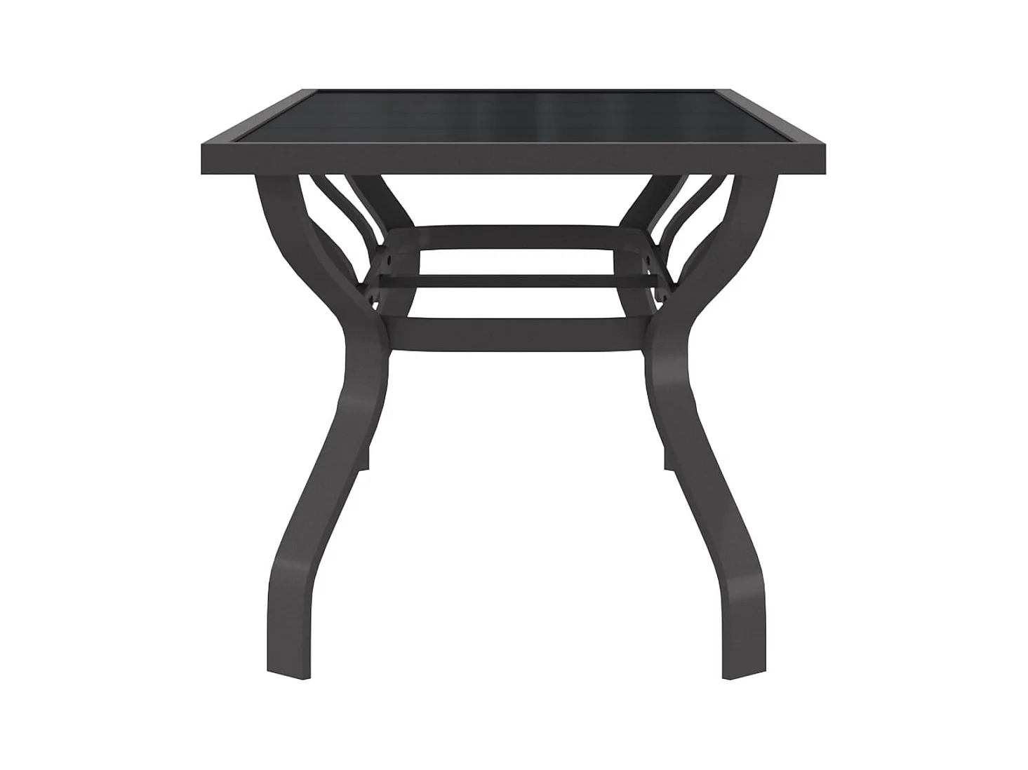 Grijze en zwarte tuintafel 180x80x70 cm Staal en glas