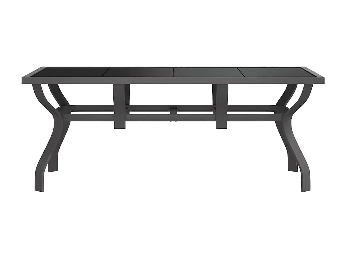 Mesa de jardín gris y negra 180x80x70 cm Acero y cristal
