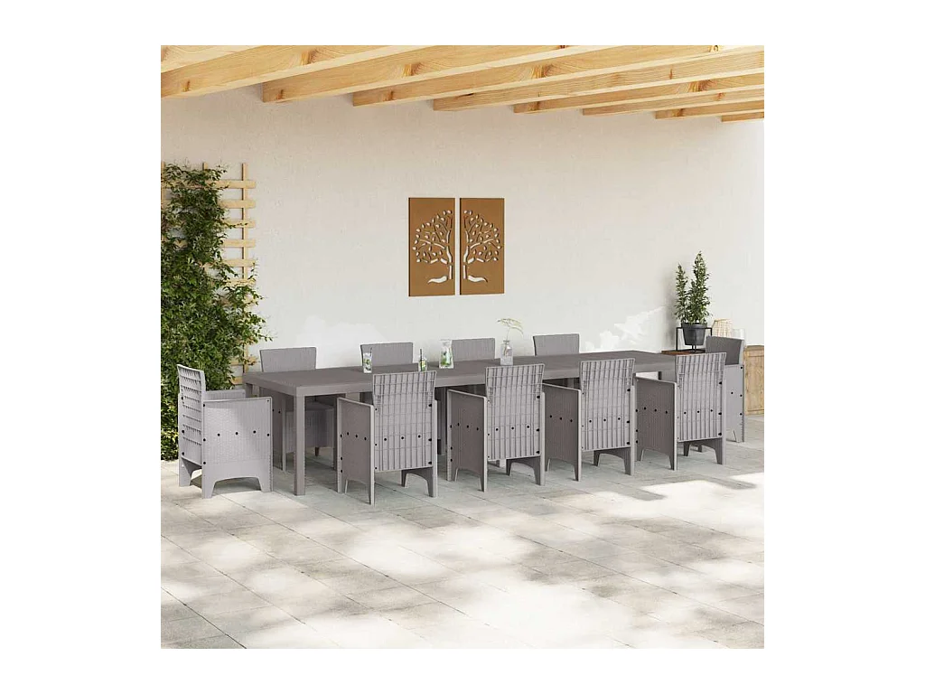 Table de Jardin Gris clair 350 x 100 x 73 cm polyrotin