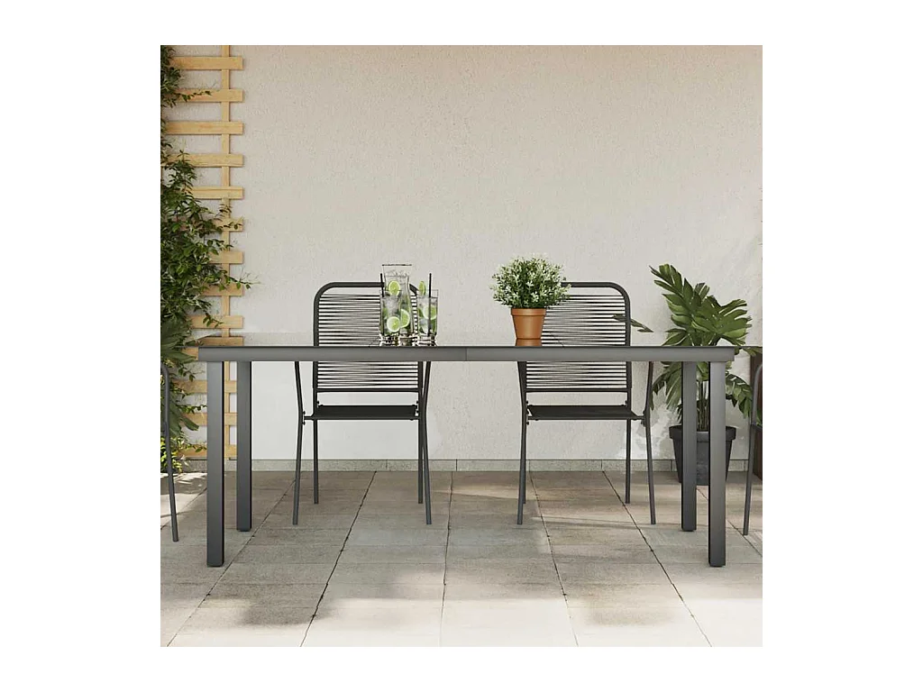 Mesa de jardín negra 190x90x74 cm Aluminio y cristal