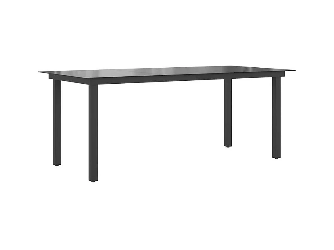 Mesa de jardín negra 190x90x74 cm Aluminio y cristal