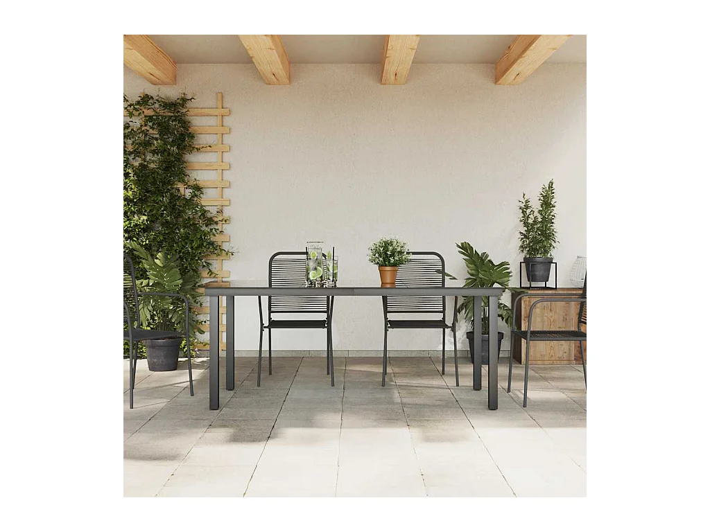 Mesa de jardín negra 190x90x74 cm Aluminio y cristal