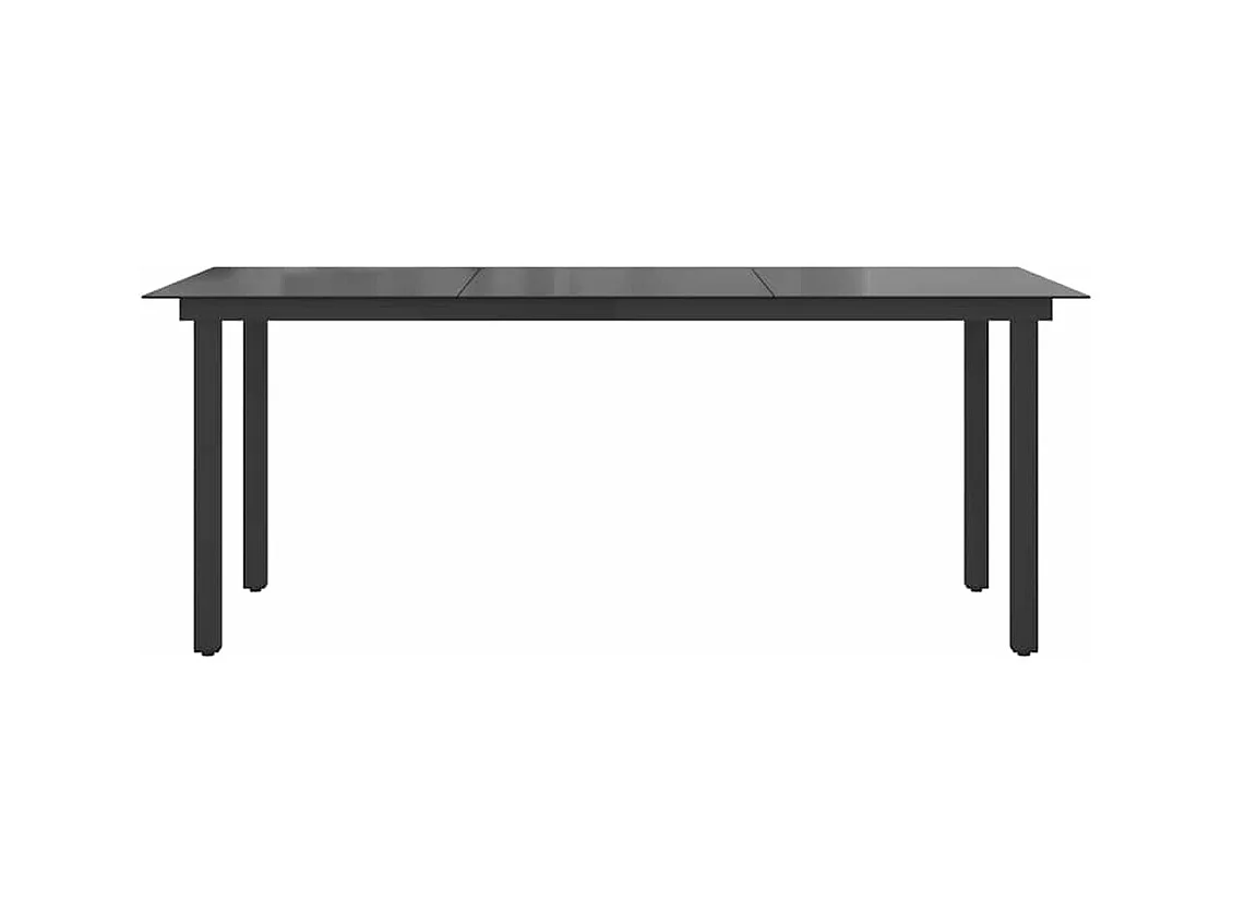 Mesa de jardín negra 190x90x74 cm Aluminio y cristal